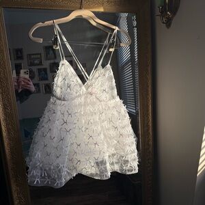Victoria's Secret White Lace Dress with Bow Accents
